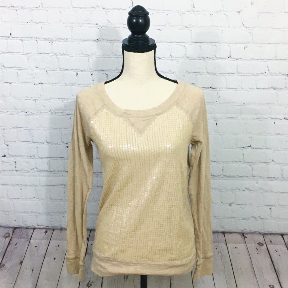 J.Crew Factory Tan Sequence Front Top Size S - image 1